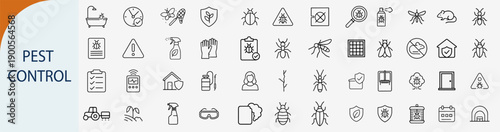 Pest control line icons set, minimal vector illustration on white background