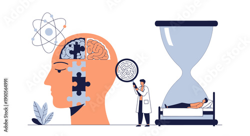 Medical professional examining a patient's mental health and cognitive function.