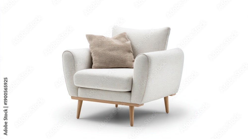 Fototapeta premium Modern white armchair with cushion
