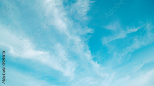 Soft Blue Sky with White Clouds Abstract Watercolor Background
