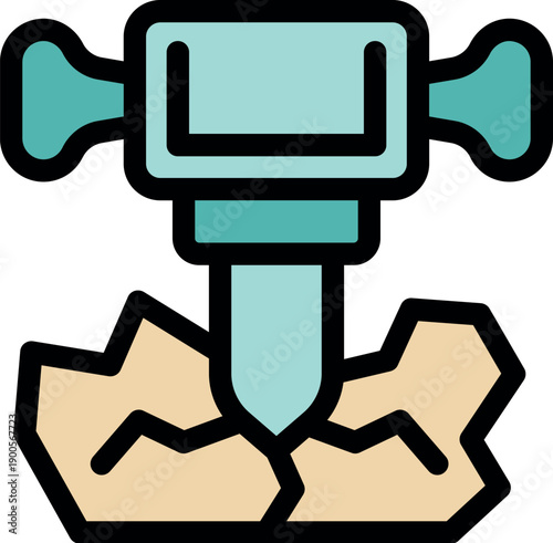 Powerful pneumatic drill breaking through hard ground, symbolizing construction, demolition, and industrial force