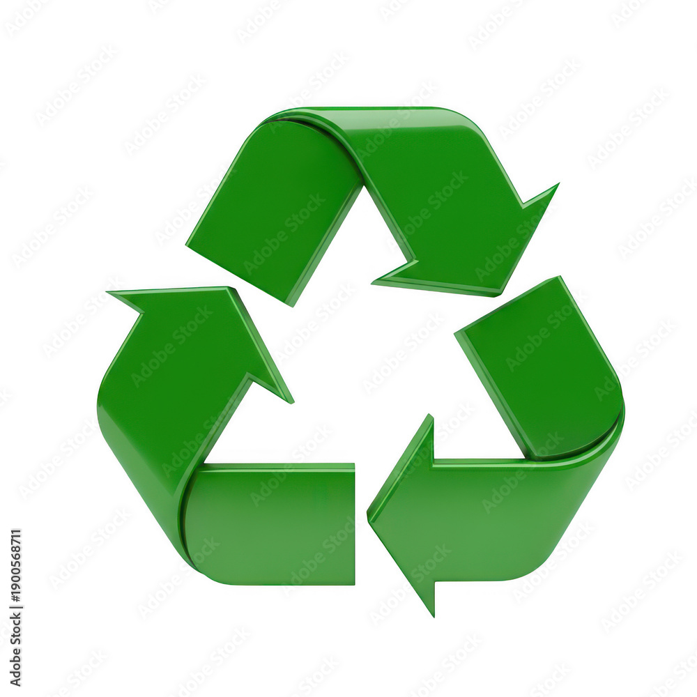 Fototapeta premium Png of green recycle symbol with three arrows in circular motion