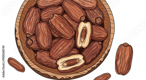 Almonds in Wooden Bowl with Cracked Nut Isolated on White