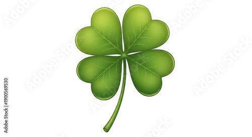 A green four-leaf clover on transparent background