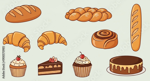 Assortment of Freshly Baked Pastries and Breads.