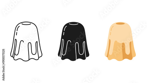Three different colored skirts with unique designs Vector