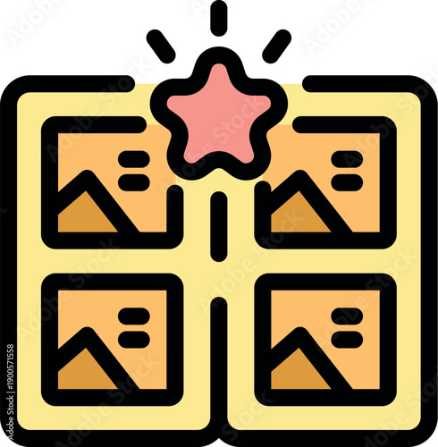 Photo album receiving five star rating, symbolizing high quality pictures and cherished memories
