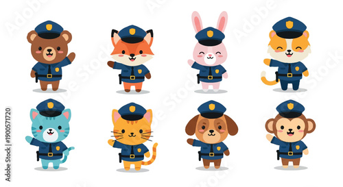 Animal police officers with transparent background