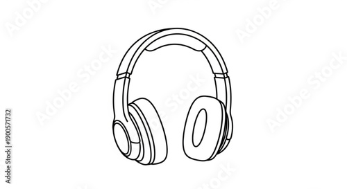 Illustration of Headphones in Simple Line Art Style on a Plain Background from a Front Viewpoint