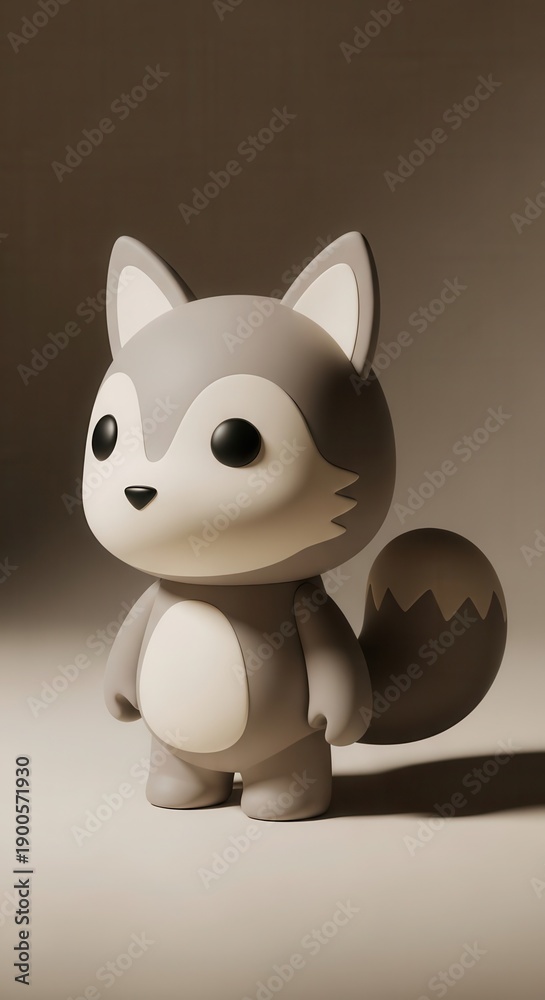 Naklejka premium Stylized collectible figurine depicting a cute woodland mammal stands in soft lighting