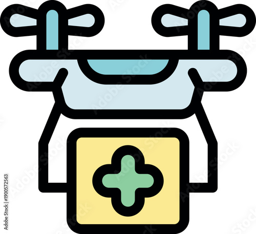 Modern technology supporting healthcare logistics, with a drone delivering a first aid kit, ensuring fast and efficient medical supply