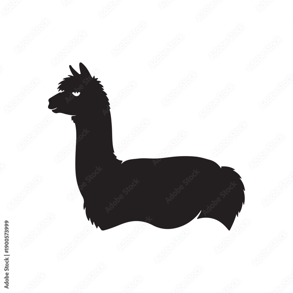 Obraz premium Alpaca silhouette vector flat design