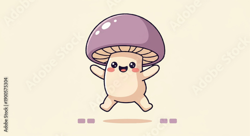 Happy mushroom character with transparent background