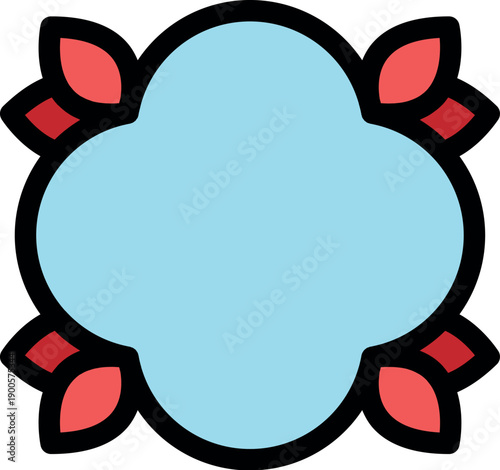 Red petals surrounding light blue copy space, forming a decorative frame