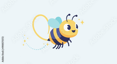 Happy bee character with transparent background