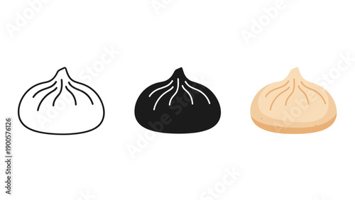 Three different colored illustrations of dumplings Vector