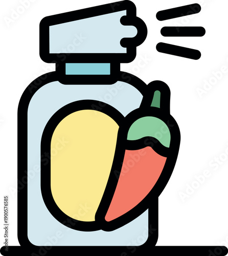 Pepper spray is being used for self defense against attacker, symbolizing protection with chili weapon