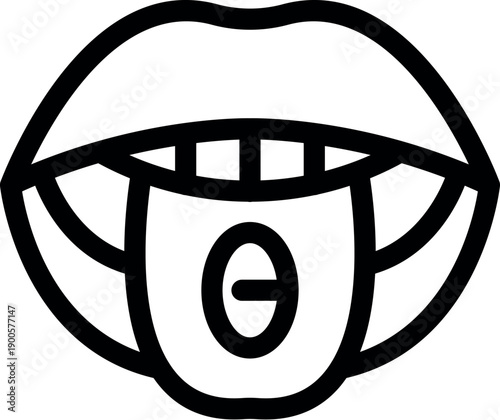 Open mouth showing tongue with ecstasy pill placed on it