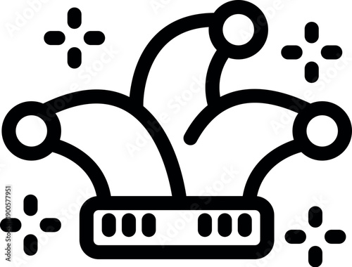 Jester hat icon symbolizing fun, humor, and entertainment, ideal for festive occasions and celebrations