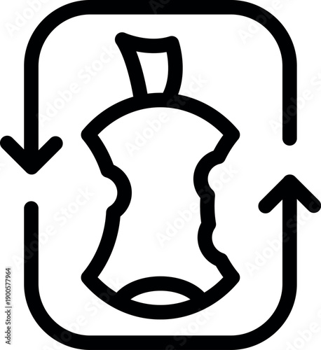 Recycling process of an apple core, promoting composting and reducing organic food waste