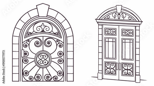 Elegant gothic stained glass door and window design