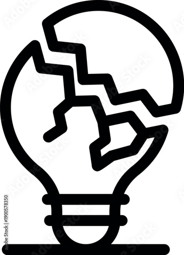 Broken lightbulb representing a lack of ideas, a mental block, or a creative crisis