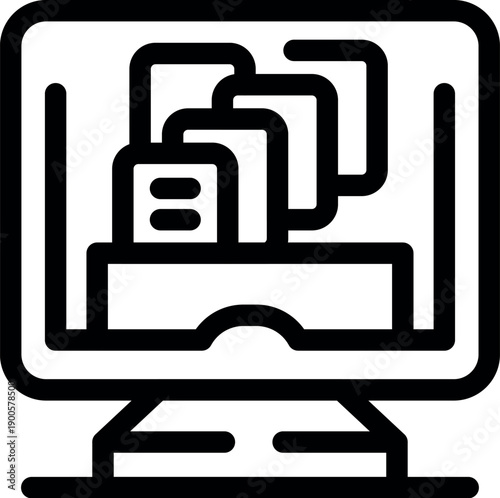 Computer screen displaying organized digital files and folders, symbolizing efficient data management and storage in a modern office environment