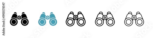 Photos Binoculars line icon vector set