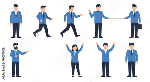 Business people in various poses with transparent background