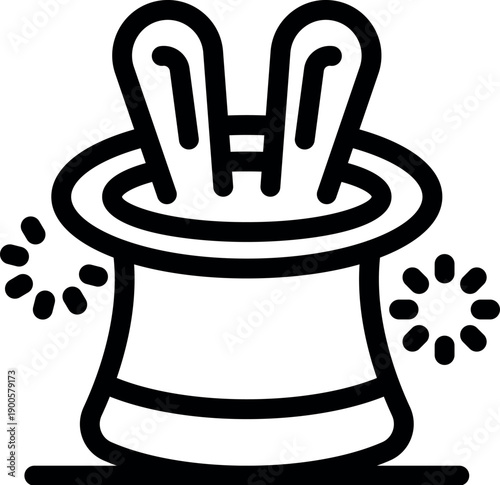 Rabbit ears appearing from top hat, symbolizing magic performance and illusion