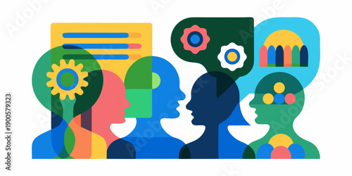 Abstract illustration of interconnected minds and creative thought processes