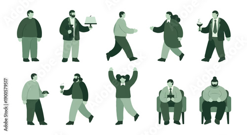 People in various poses and outfits