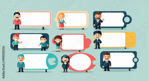 Business people with speech bubbles for presentations