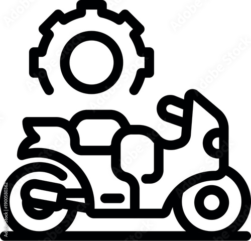 Motorcycle tuning and maintenance icon representing repair, customization, and performance enhancement for motorbike enthusiasts