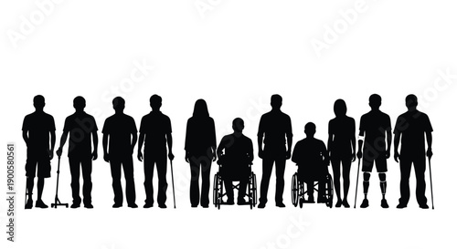 Diverse Group with Accessibility Needs and Disability Silhouettes