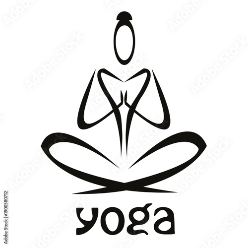 one line logo yoga lotus pose namaste. line art health meditation calm workout lotus active peace