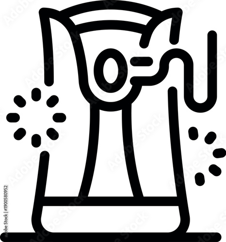 Electric kettle boiling water, emitting steam and activating a flashing light, indicating readiness for use