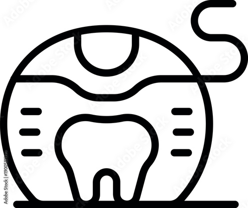 Round container of dental floss promoting healthy teeth and gums