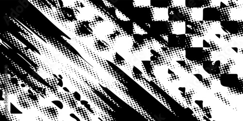 Race flag grunge background, car rally or motocross finish flag with vector checker pattern. vector illustration