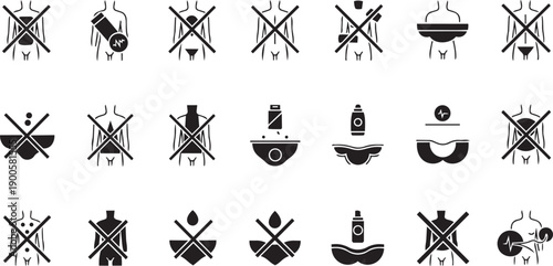 Vector icons of no alcohol or drug symbols, prohibition signs for health campaign or medical website, isolated on transparent background, png