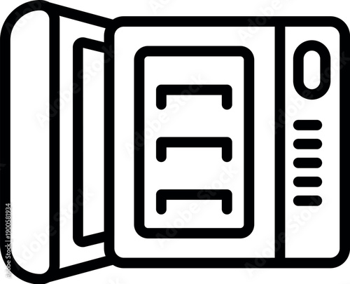 Open microwave oven showing empty trays inside, symbolizing cooking power and convenience in modern kitchens
