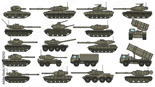 Extensive collection of pixel art military vehicles, showcasing a variety of tanks, armored vehicles, and missile launchers.