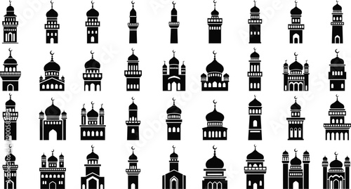 Collection of Islamic Mosque and Minaret Silhouettes