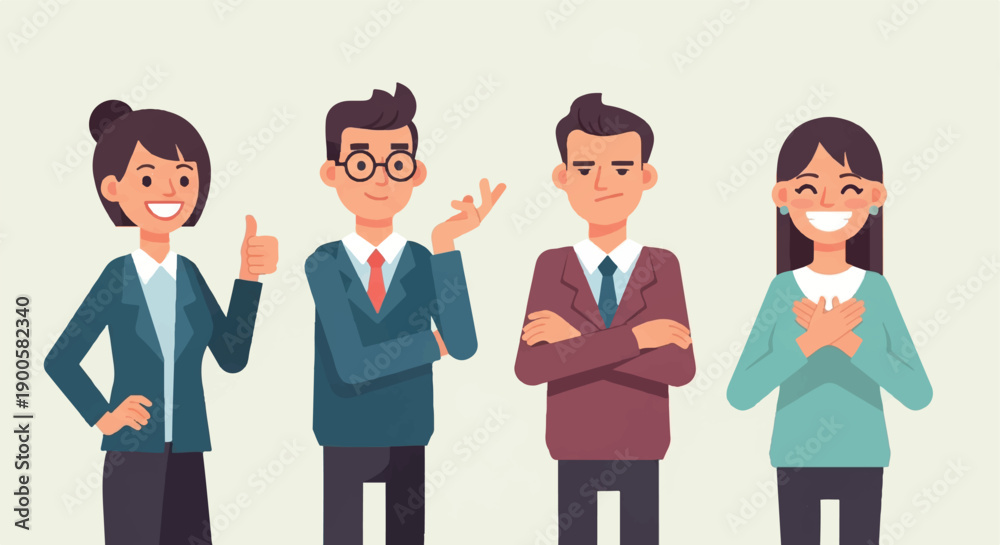 Fototapeta premium Business people expressing different emotions