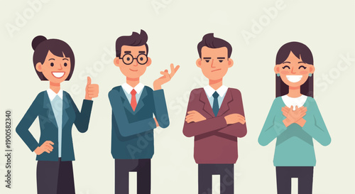 Business people expressing different emotions
