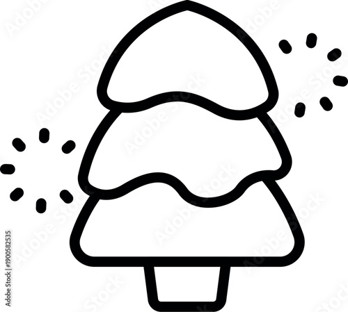 Minimalist vector icon of a christmas tree with decorative stars, perfect for festive projects