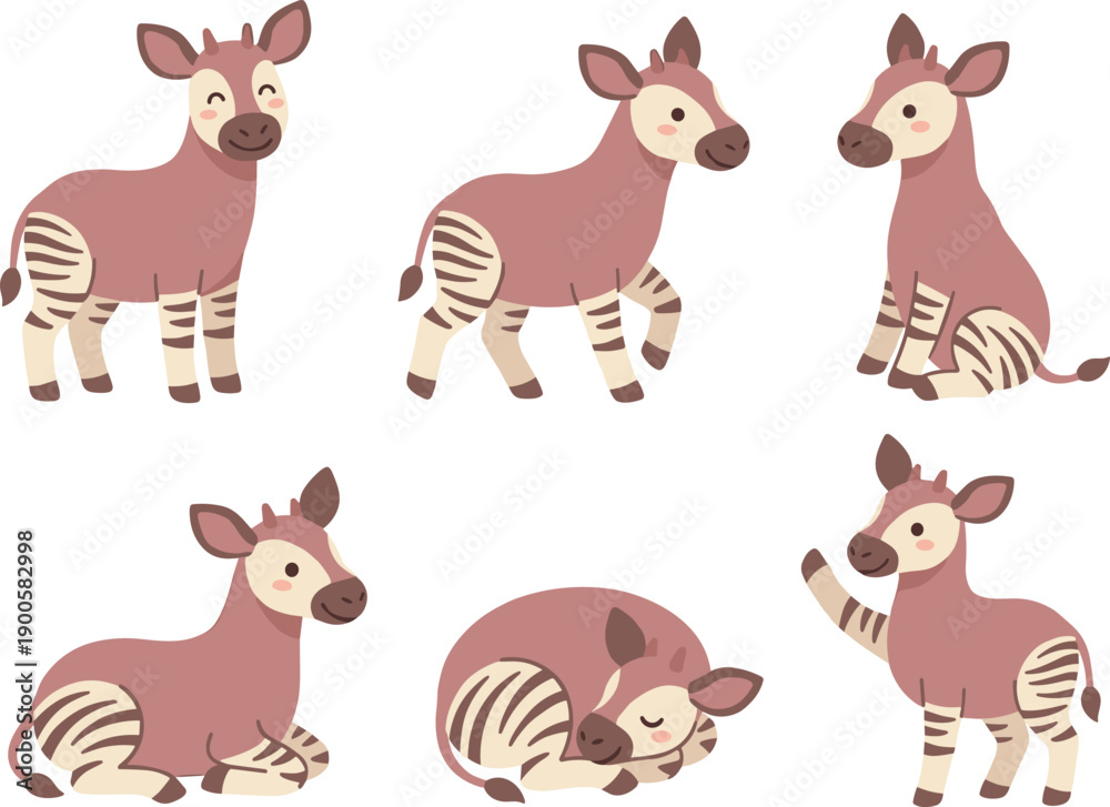Obraz premium Cute cartoon zebra animals.