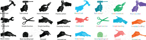 Weapon silhouette collection featuring guns and firearms in different views, flat vector illustration set with black and colorful styles, isolated design for icons, infographics and graphics