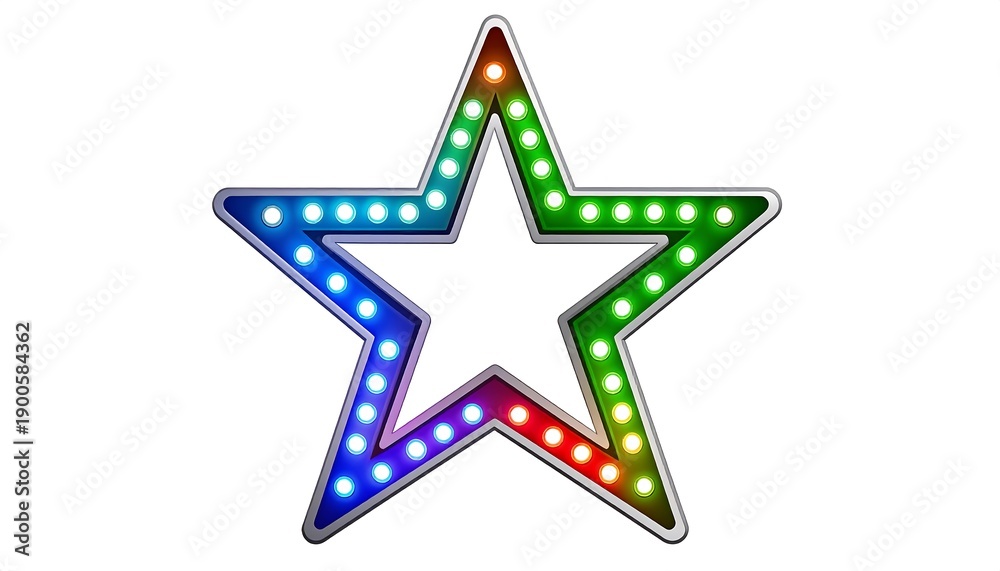 Obraz premium Colorful illuminated star shape with glowing lights against a white background