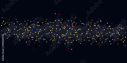 A vibrant scattering of colorful confetti against a dark background